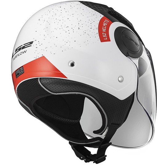 Moto Jet Helm OF562 Ls2 Airflow lang mit Visier Lange Condor Weiß Rot