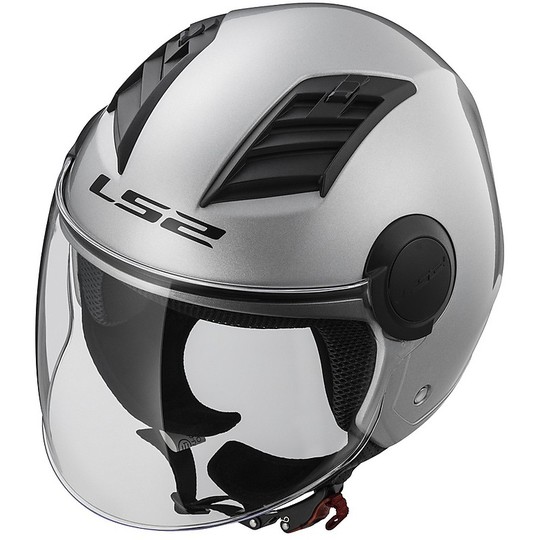 Moto Jet Helm OF562 Ls2 Airflow lang mit Visier Lange Silber
