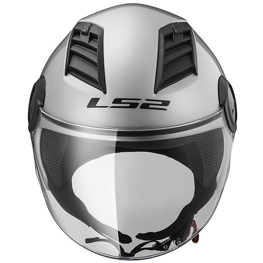 Moto Jet Helm OF562 Ls2 Airflow lang mit Visier Lange Silber