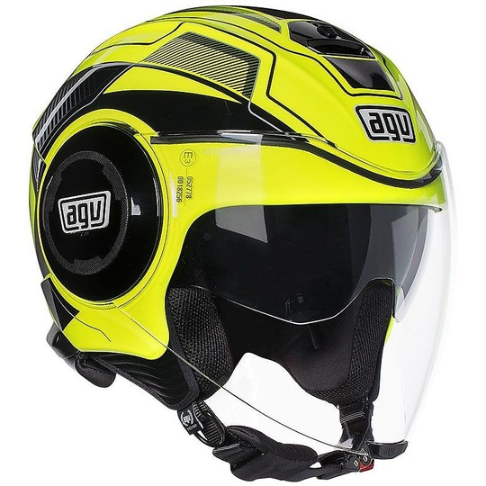 Moto Jet Helmet AGV Fluid Soho Yellow Fluo Black