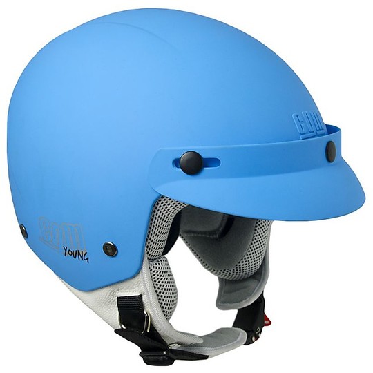 Moto Jet Helmet Baby CGM 204A Cuba Smile Blue Opaque With Stickers