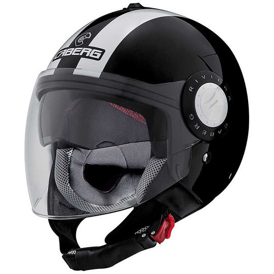 Moto Jet helmet Caberg Riviera V3 Double Visor Legend Black Matt White