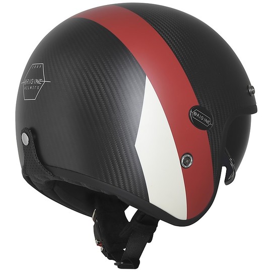 Moto Jet Helmet Carbon Fiber Origin SIRIO CRONO Black Opaque Red