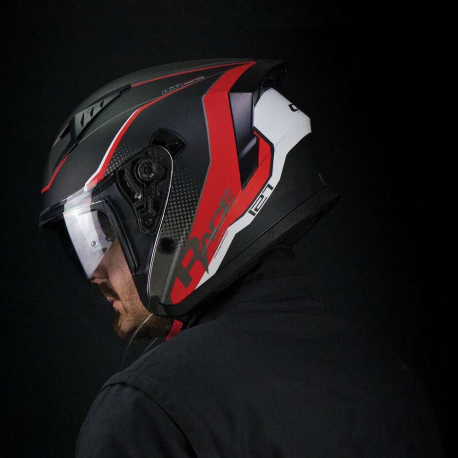 Moto Jet helmet CGM 127G DEEP RACE Graphite Red matt