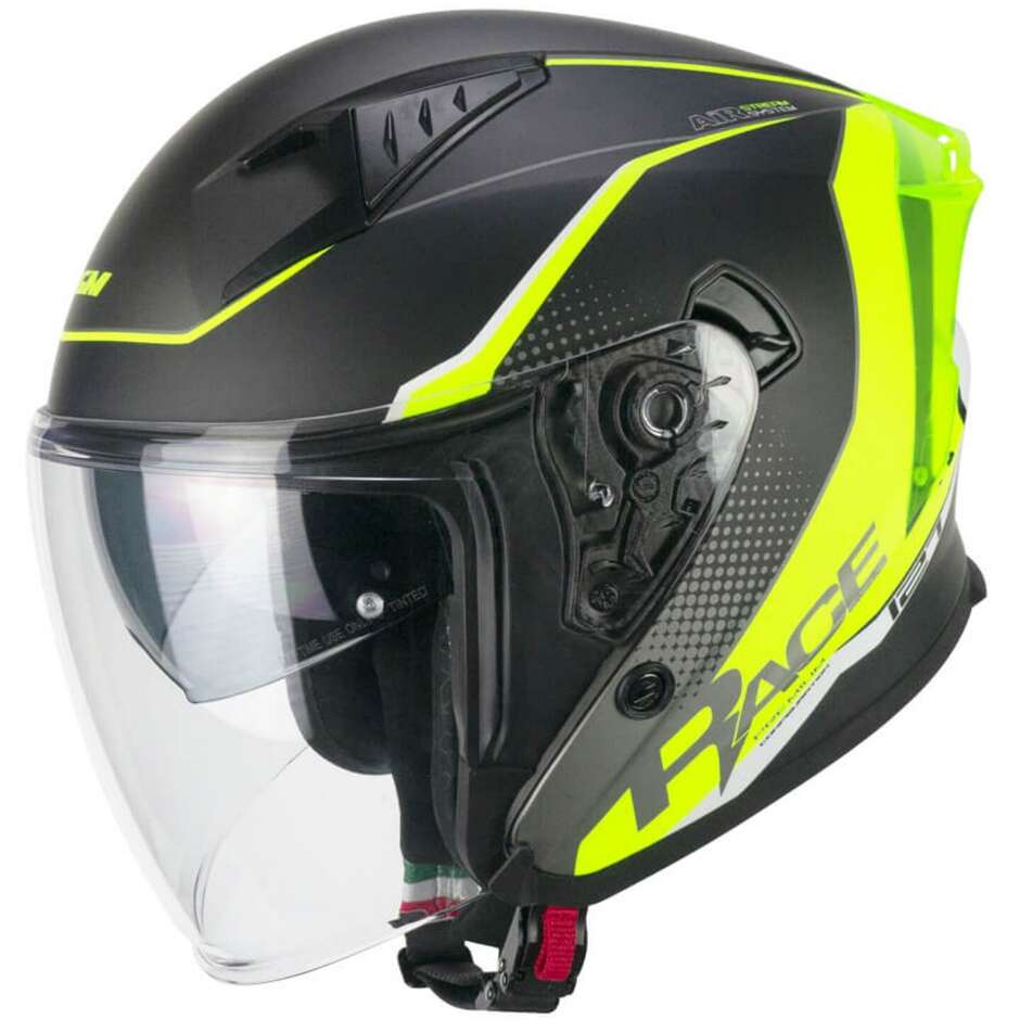 Moto Jet helmet CGM 127G DEEP RACE Graphite Yellow fluo opaque