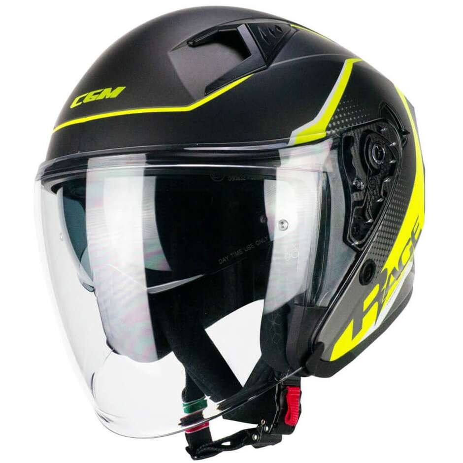 Moto Jet helmet CGM 127G DEEP RACE Graphite Yellow fluo opaque