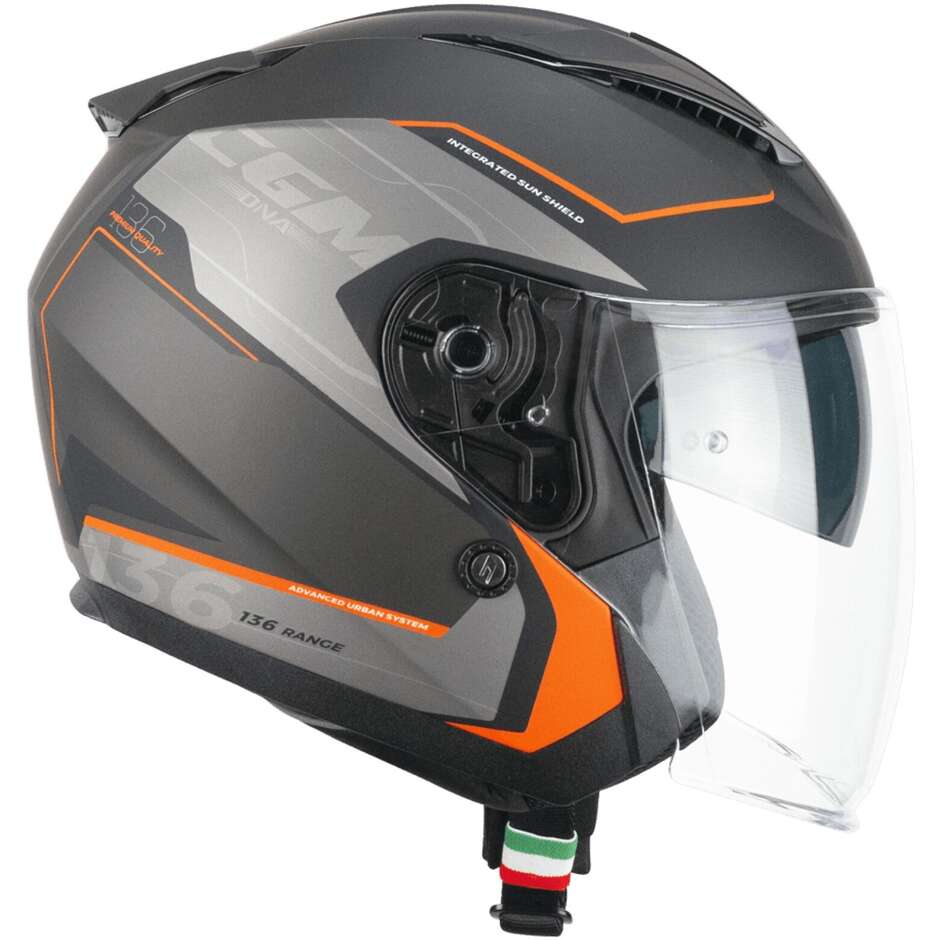 Moto Jet helmet CGM 136S DNA APACHE Graphite Orange matt