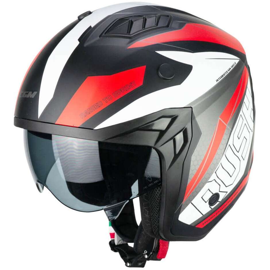 Moto Jet helmet CGM 155G RUSH DUAL Black Red matt