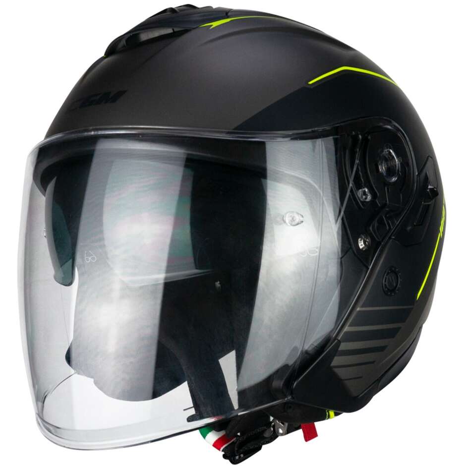 Moto Jet helmet CGM 160G JAD RIDE Graphite Yellow fluo opaque