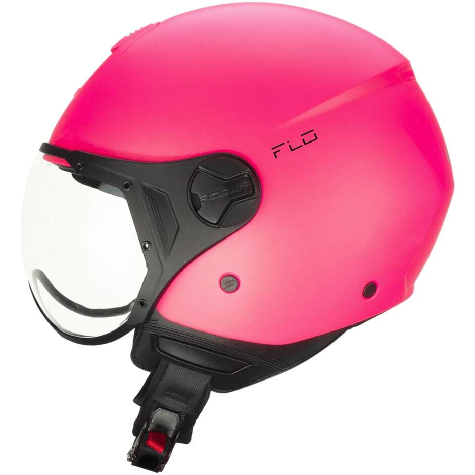 Moto Jet Helmet CGM 167A FLO MONO Matt Fluo Pink - Shaped Visor