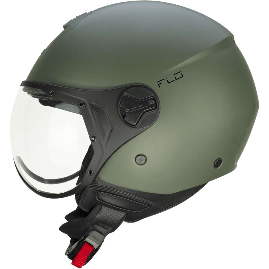 Moto Jet Helmet CGM 167A FLO MONO Matt Green - Shaped Visor