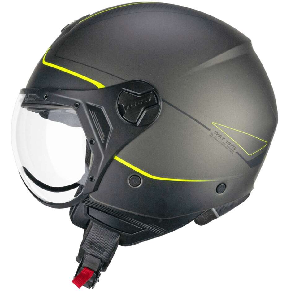 Moto Jet Helmet CGM 167G FLO WAY Anthracite Yellow - Shaped Visor