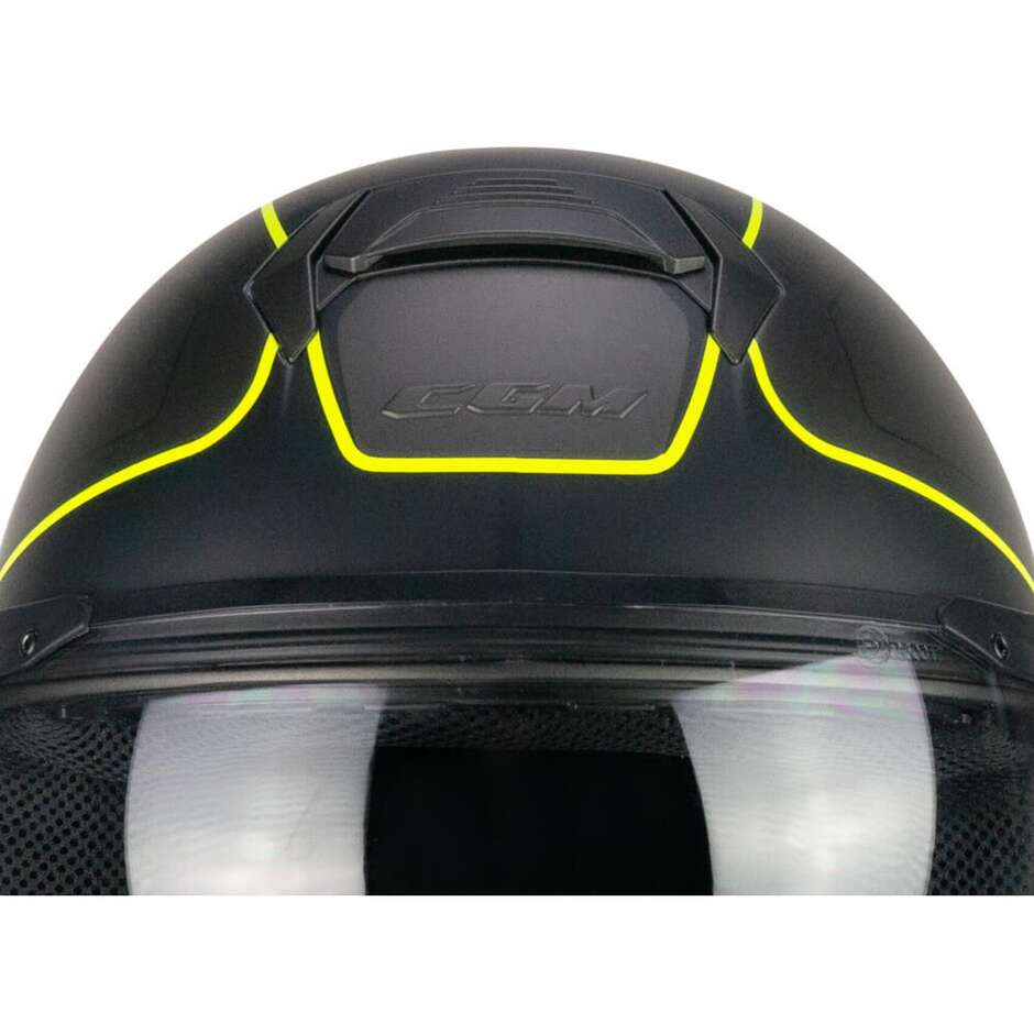 Moto Jet Helmet CGM 167G FLO WAY Anthracite Yellow - Shaped Visor