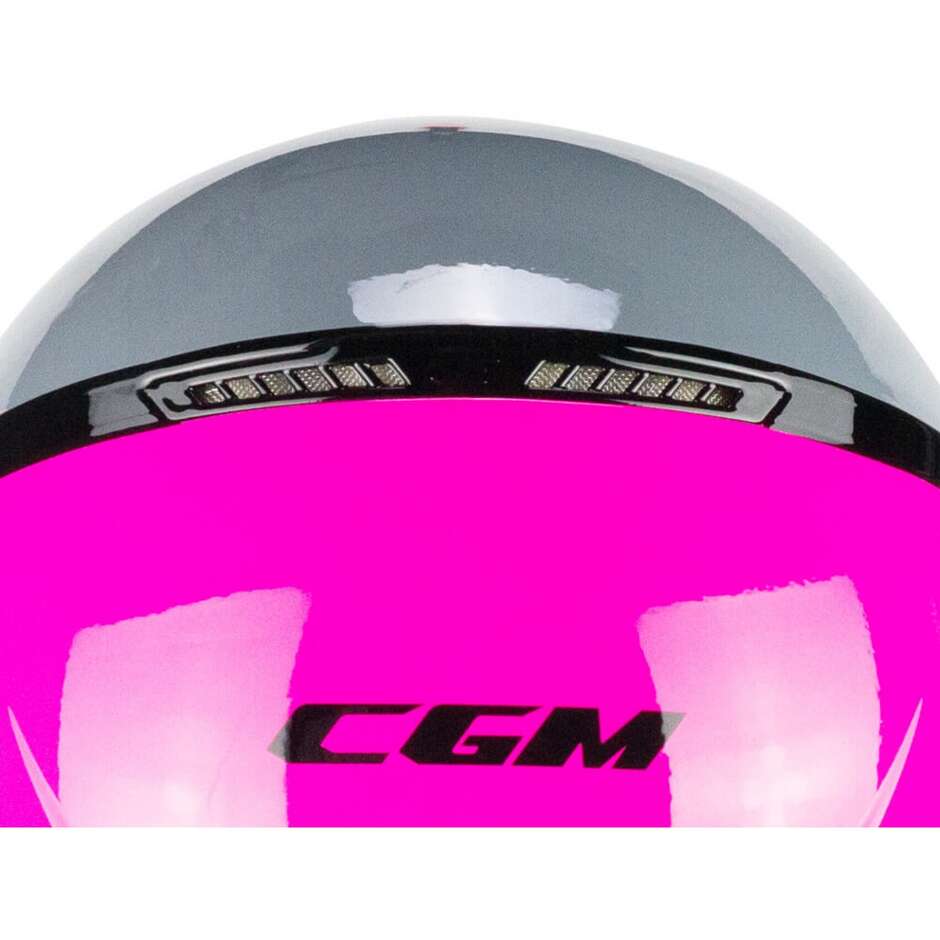 Moto Jet Helmet CGM 167R FLO STEP Gray Fuchsia - Long Visor