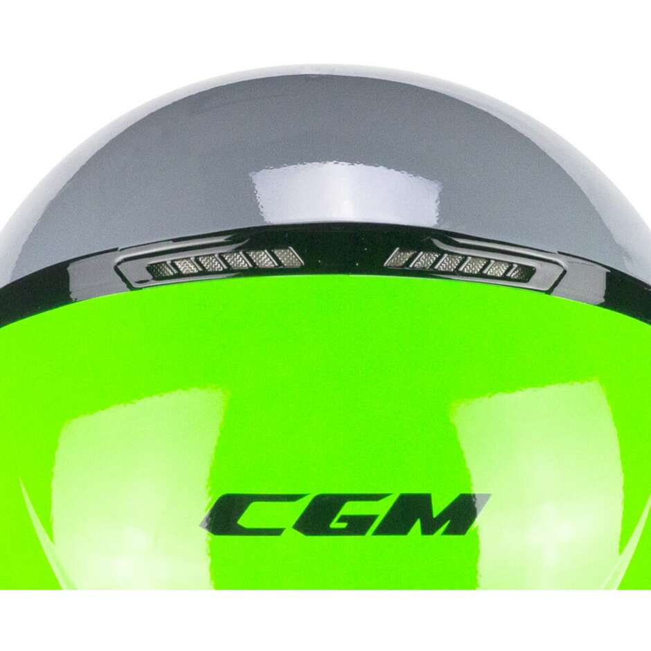 Moto Jet Helmet CGM 167R FLO STEP Gray Green - Long Visor