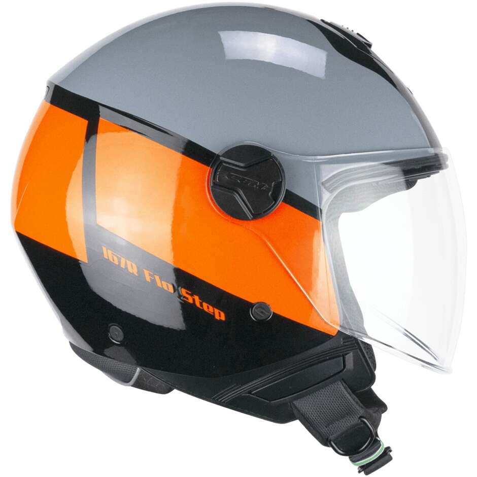 Moto Jet Helmet CGM 167R FLO STEP Gray Orange - Long Visor