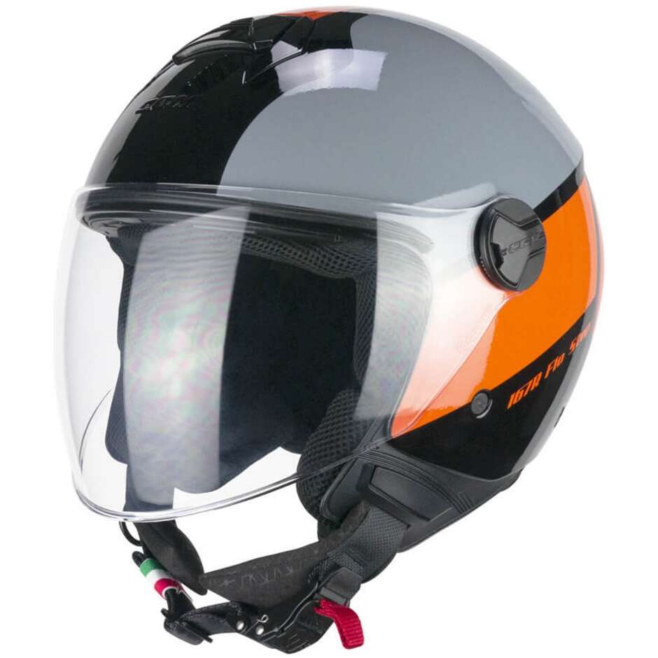 Moto Jet Helmet CGM 167R FLO STEP Gray Orange - Long Visor