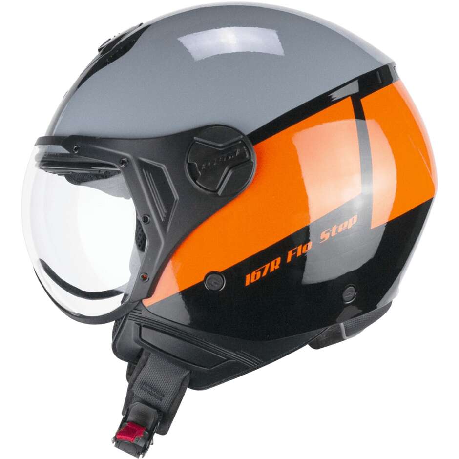 Moto Jet Helmet CGM 167R FLO STEP Gray Orange - Shaped Visor