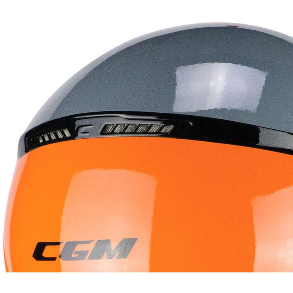 Moto Jet Helmet CGM 167R FLO STEP Gray Orange - Shaped Visor