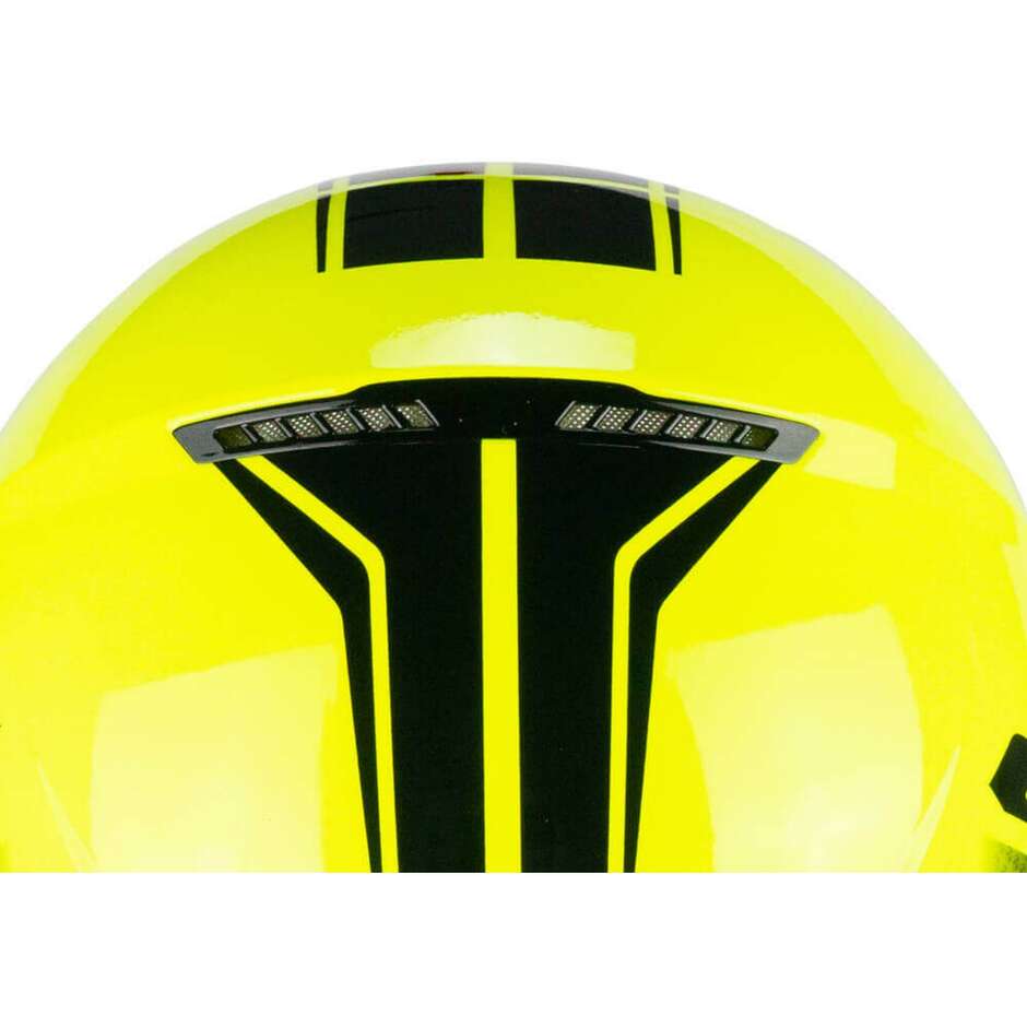 Moto Jet Helmet CGM 167X FLO TECH Yellow Fluo Black - Shaped Visor