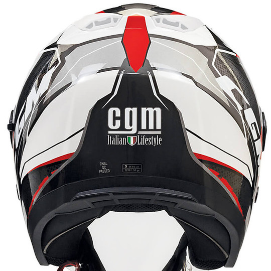 Moto Jet Helmet Double Visor CGM 130s MAYER White Red