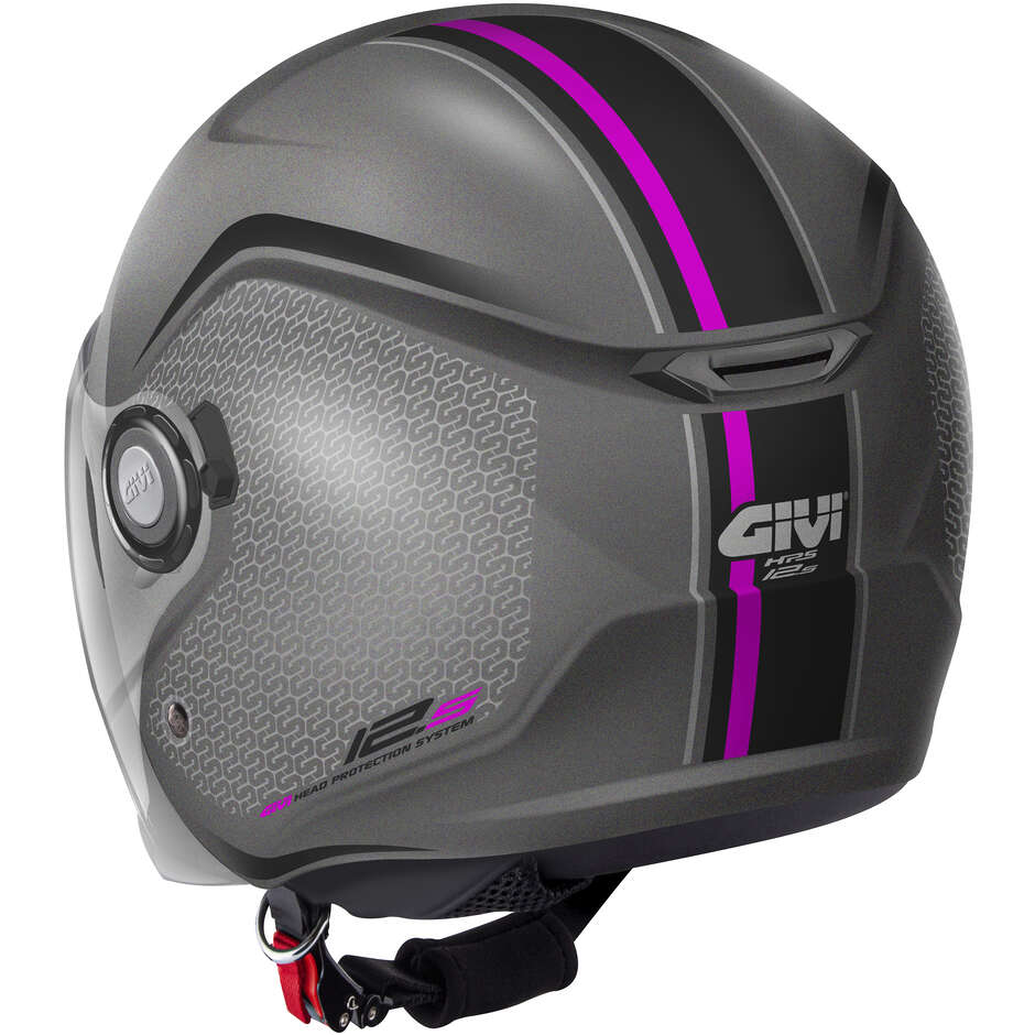Moto Jet Helmet Givi 12.5F GRAPHIC TOUCH Titanium Matt Pink