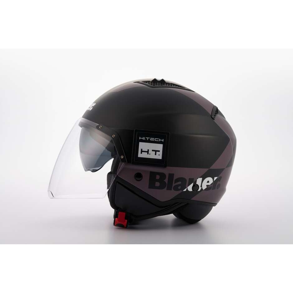 Moto Jet Helmet in Blauer BET HT Fiber Black Anthracite