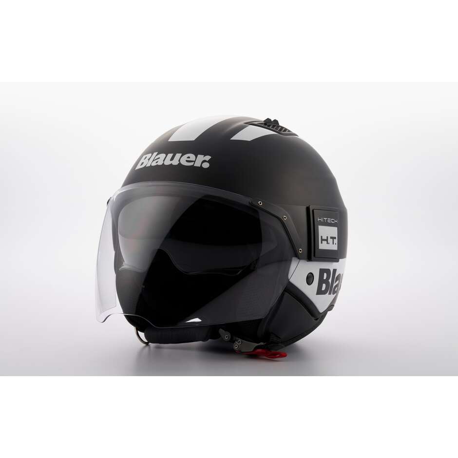 Moto Jet Helmet in Blauer BET HT Fiber Black White