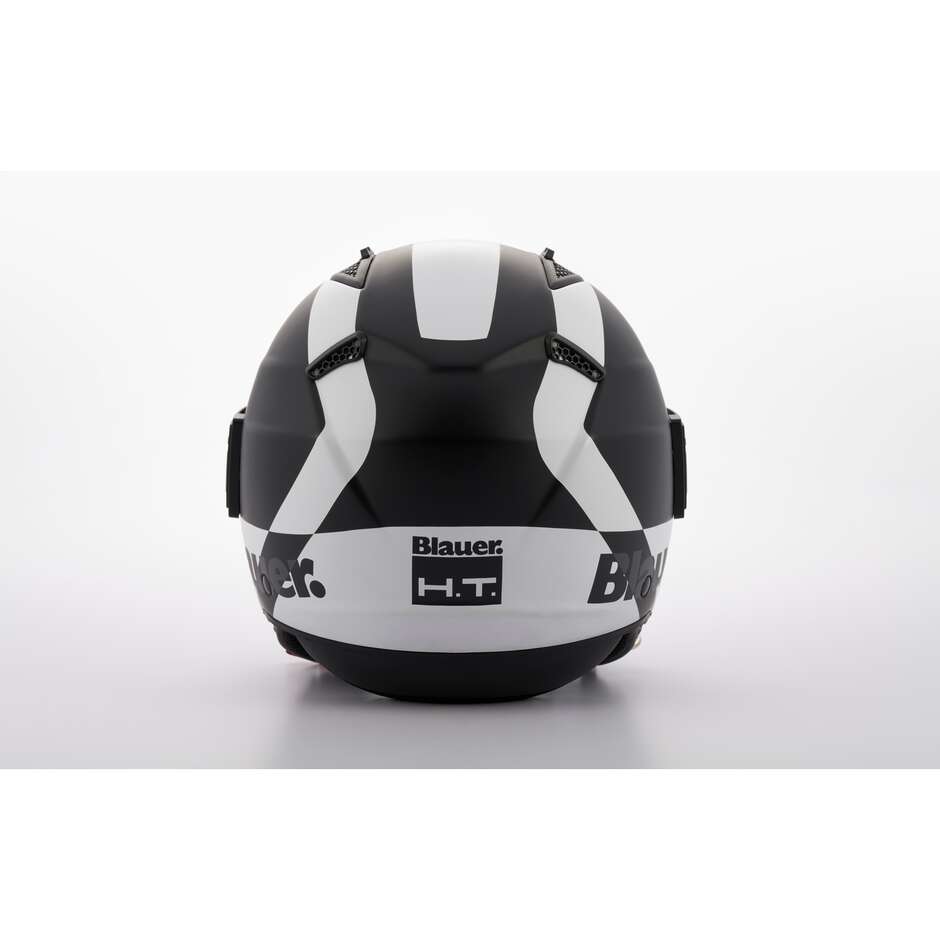 Moto Jet Helmet in Blauer BET HT Fiber Black White