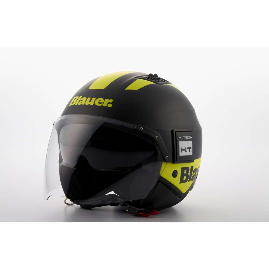 Moto Jet Helmet in Blauer BET HT Fiber Black Yellow Fluo