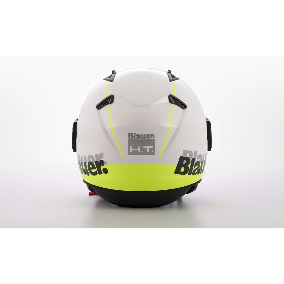 Moto Jet Helmet in Blauer BET HT Fiber White Yellow Fluo Black