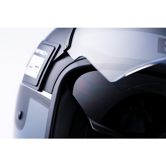 Moto Jet helmet in Blauer Fiber POD Stripes Black Titanium Matt White
