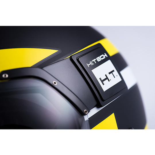 Moto Jet helmet in Blauer Fiber POD Stripes Black Yellow Matt White