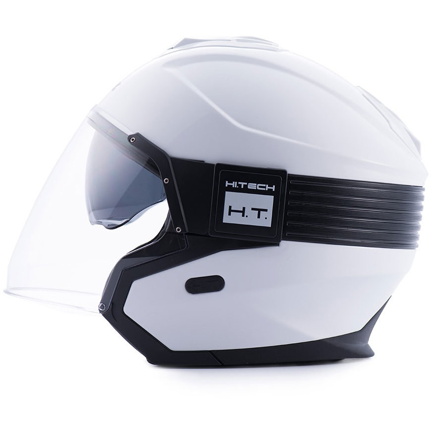 Moto Jet Helmet in Blauer HACKER White Black Fiber