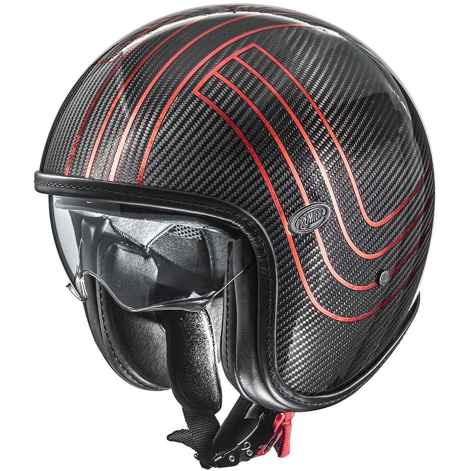Moto Jet Helmet in Carbon Premier VINTAGE PLATINUM ED. CARBON EX RED CHROMED
