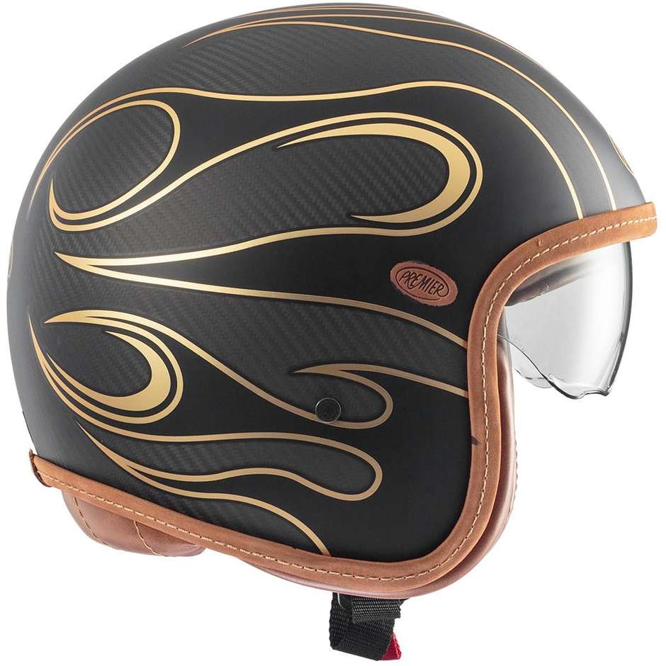 Moto Jet Helmet in Carbon Premier VINTAGE PLATINUM ED. CARBON FR GOLD CHROMED BM
