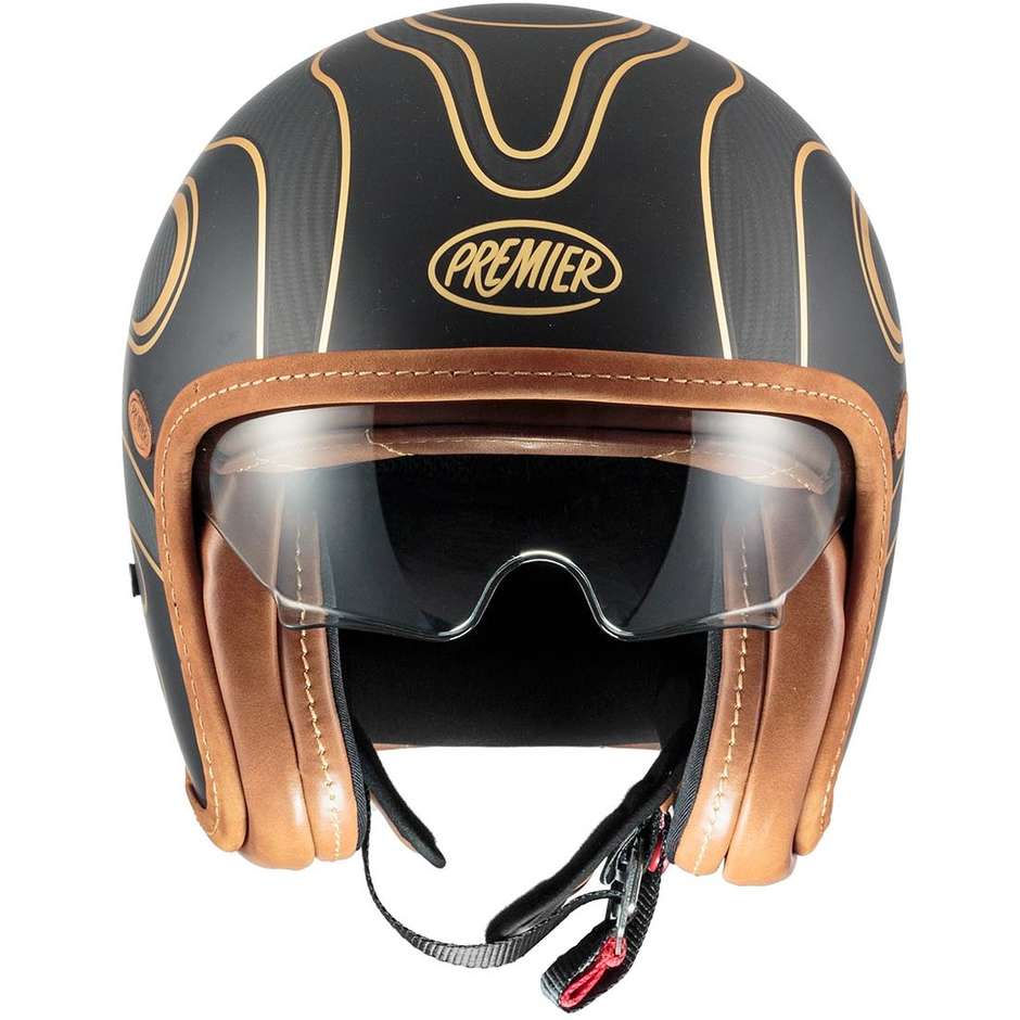 Moto Jet Helmet in Carbon Premier VINTAGE PLATINUM ED. CARBON FR GOLD CHROMED BM