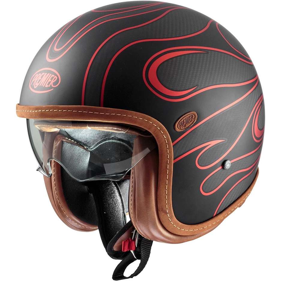 Moto Jet Helmet in Carbon Premier VINTAGE PLATINUM ED. CARBON FR RED CHROMED BM