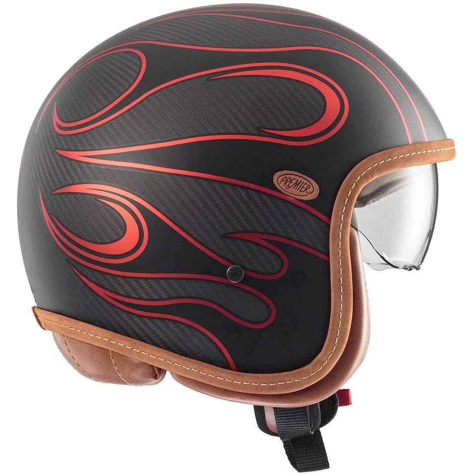 Moto Jet Helmet in Carbon Premier VINTAGE PLATINUM ED. CARBON FR RED CHROMED BM