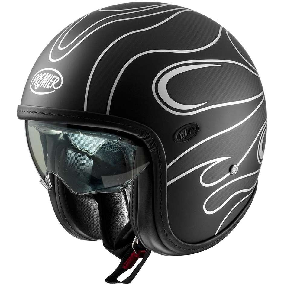 Moto Jet Helmet in Carbon Premier VINTAGE PLATINUM ED. CARBON FR SILVER CHROMED BM