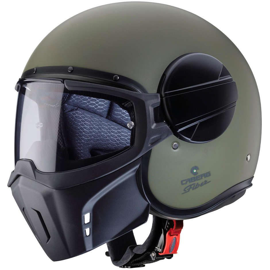 Moto Jet Helmet in Custom Fiber Caberg GHOST Matt Military Green