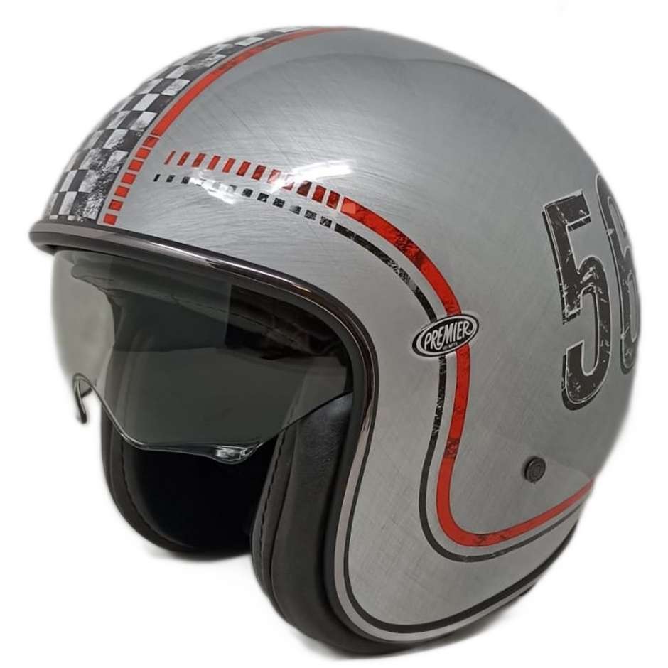 Moto Jet Helmet in Custom Premier Fiber VINTAGE FL CHROMED