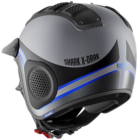 Moto Jet Helmet in Fiber Shark X-DRAK HISTER Black Blue Anthracite Matt