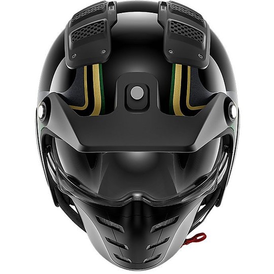 Moto Jet Helmet in Fiber Shark X-DRAK HISTER Black Green Gold