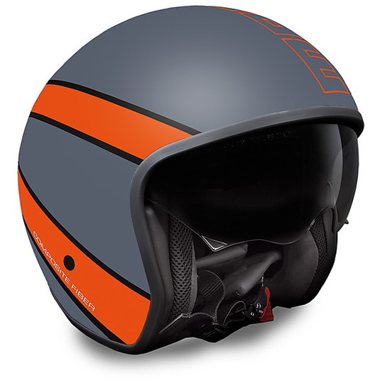 Moto Jet Helmet in Momo Fiber Design Raptor Gray Frost Red Outline