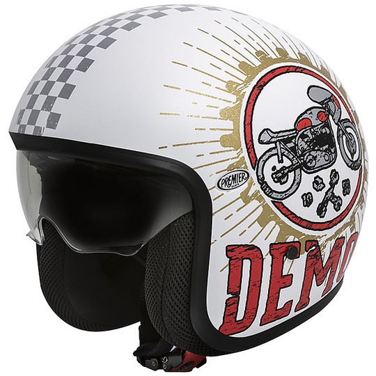 Moto Jet helmet in Premier Vintage Speed ​​Demon 8 BM White Fiber