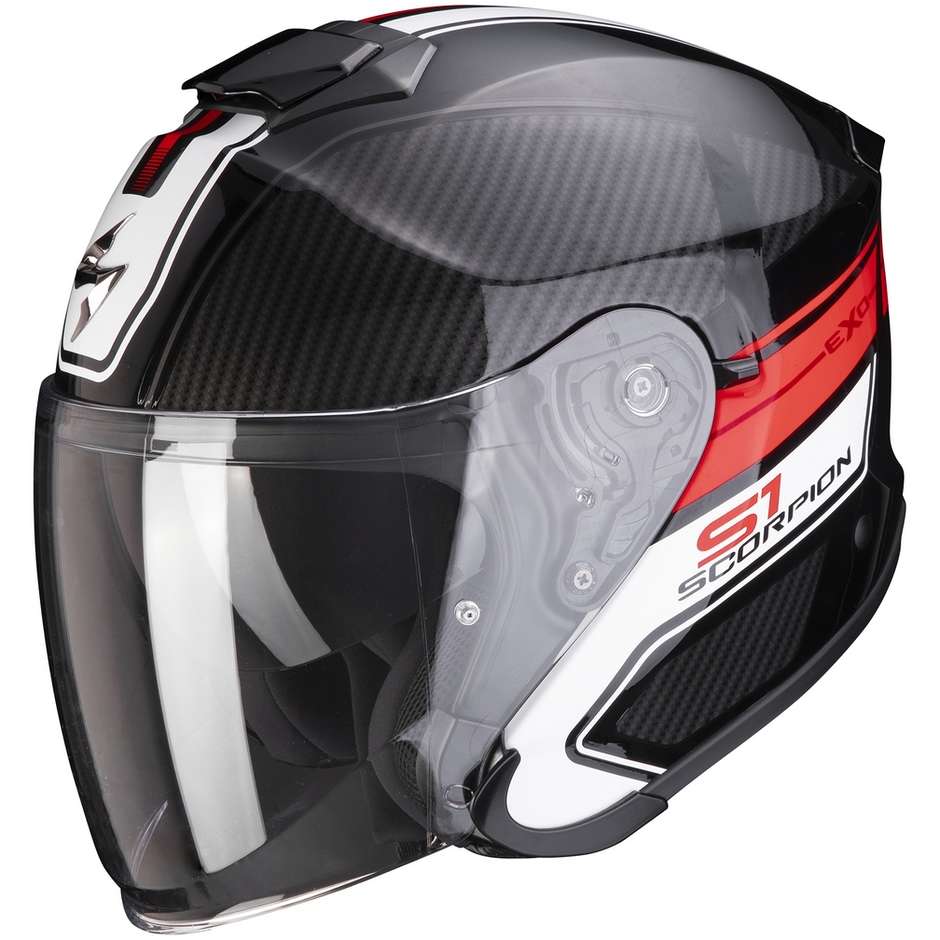Moto Jet Helmet in Scorpion Fiber EXO-S1 CROSS-VILLE Black Red
