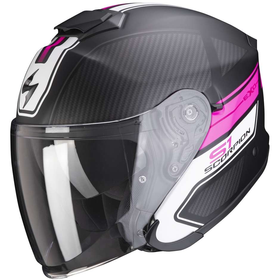 Moto Jet Helmet in Scorpion Fiber EXO-S1 CROSS-VILLE Matt Black Pink