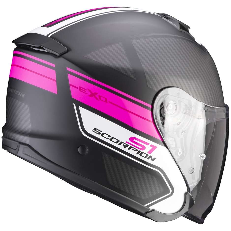Moto Jet Helmet in Scorpion Fiber EXO-S1 CROSS-VILLE Matt Black Pink