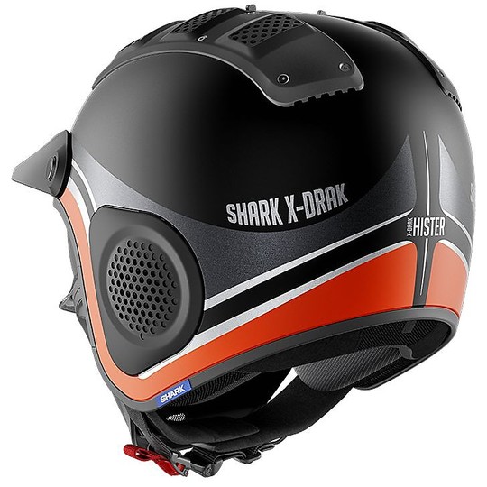 Moto Jet Helmet in Shark Fiber X-DRAK HISTER Matt Black Anthracite Orange